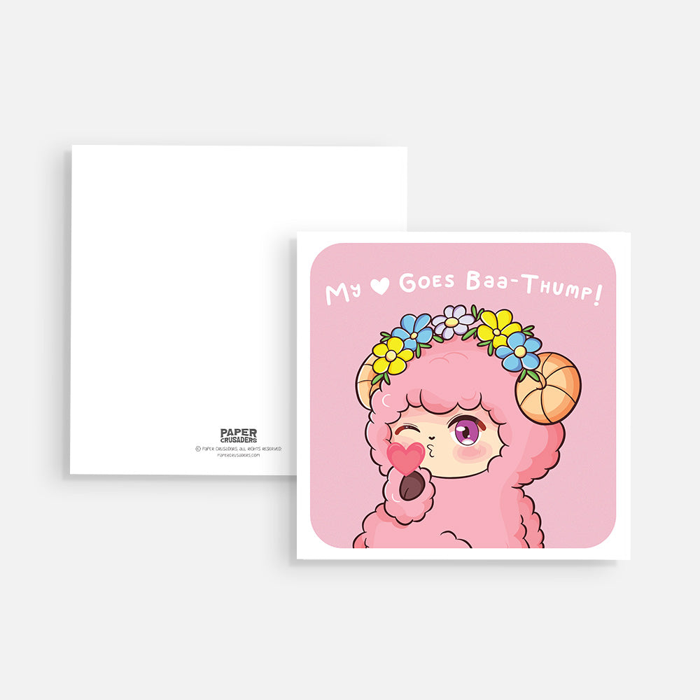 Square Post Card - "My Heart Goes Baa-Thump!"