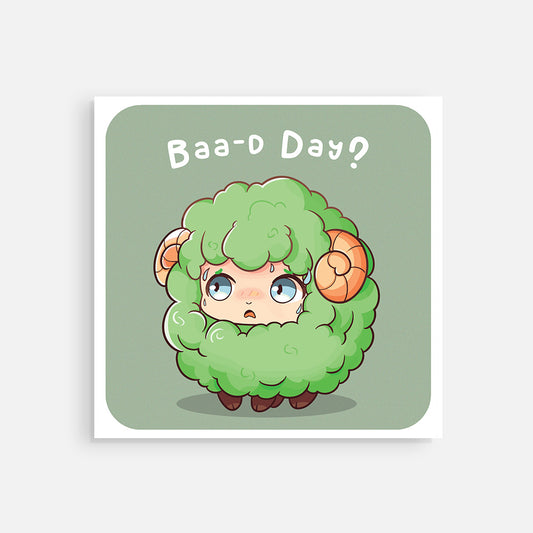 Square Post Card - "Baa-D Day?"