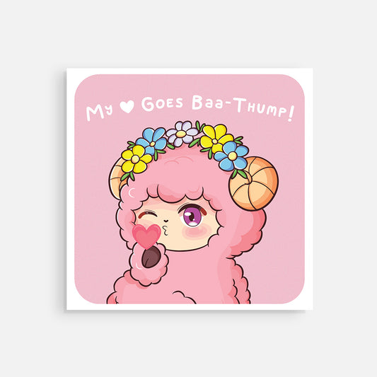 Square Post Card - "My Heart Goes Baa-Thump!"